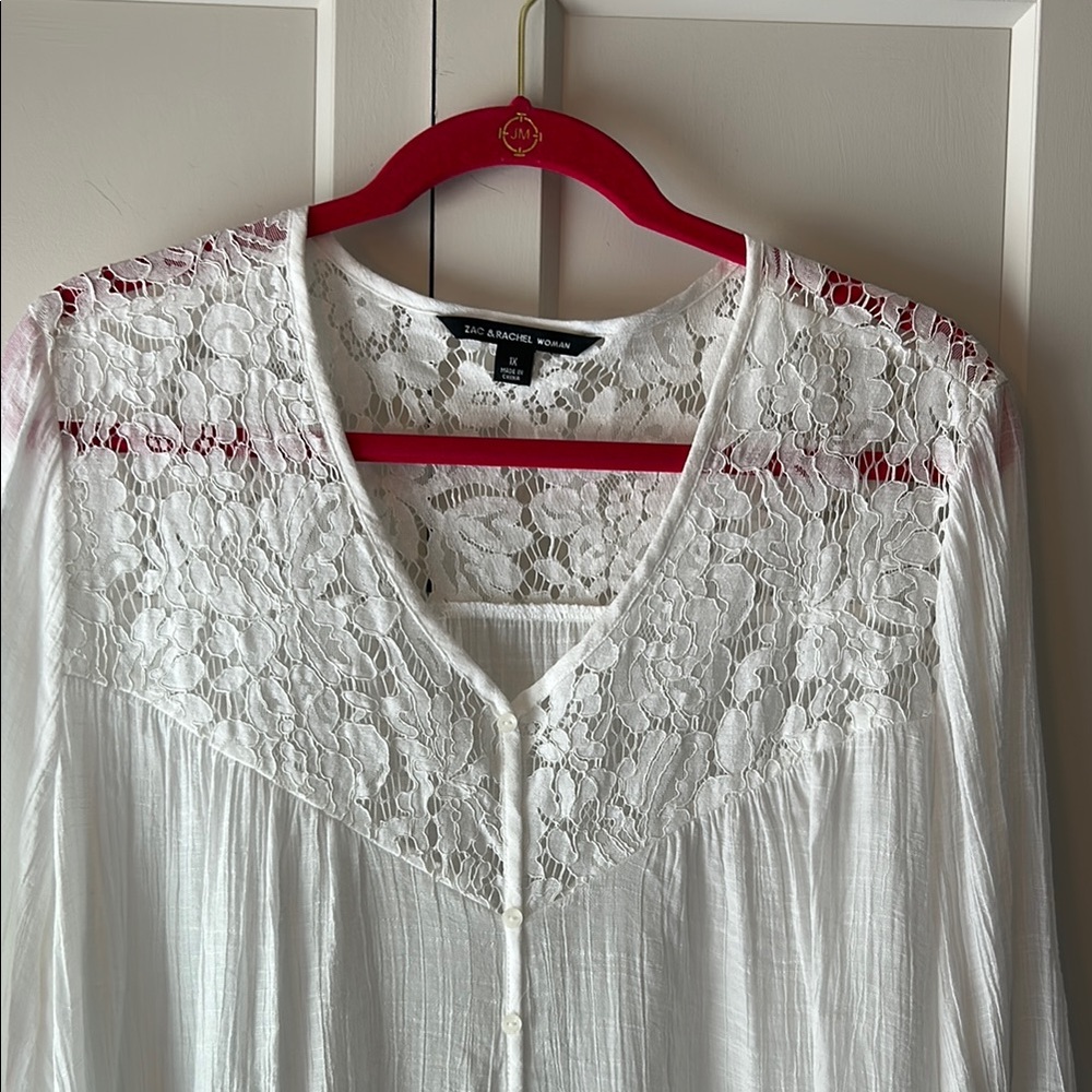 Zac & Rachel White Embellished Blouse with 3/4 Sleeves - Picture 2 of 7